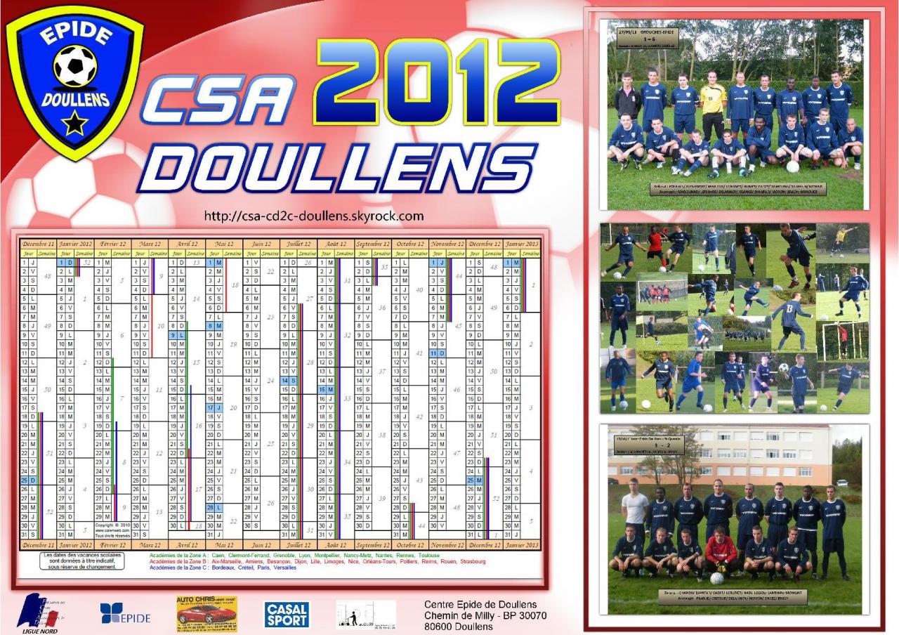 calendrier CSA 2012
